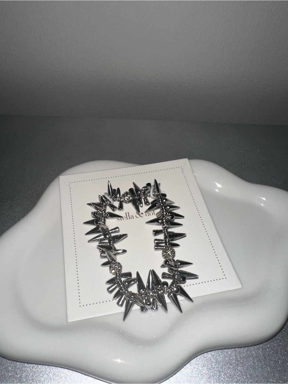Stella & Dot Silver Spike Cluster Bracelet